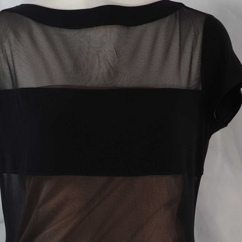 Joseph Ribkoff Black and Nude Mesh Striped Dress SZ 12 #B 136 -MX